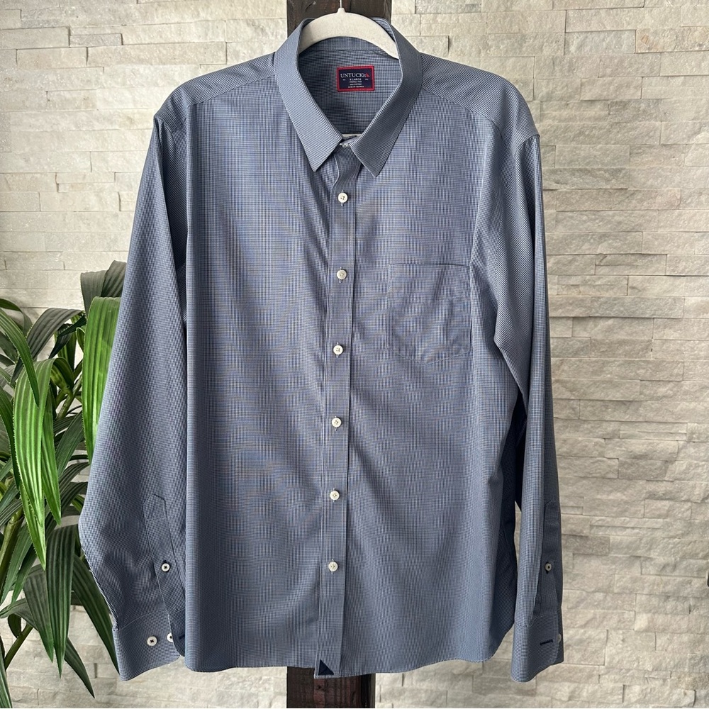 UNTUCKIT Blue “Marcasin” Cotton Plaid Long Sleeve Shirt Size XL